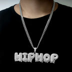 Iced Out Letter Pendant Necklace Stainless Steel