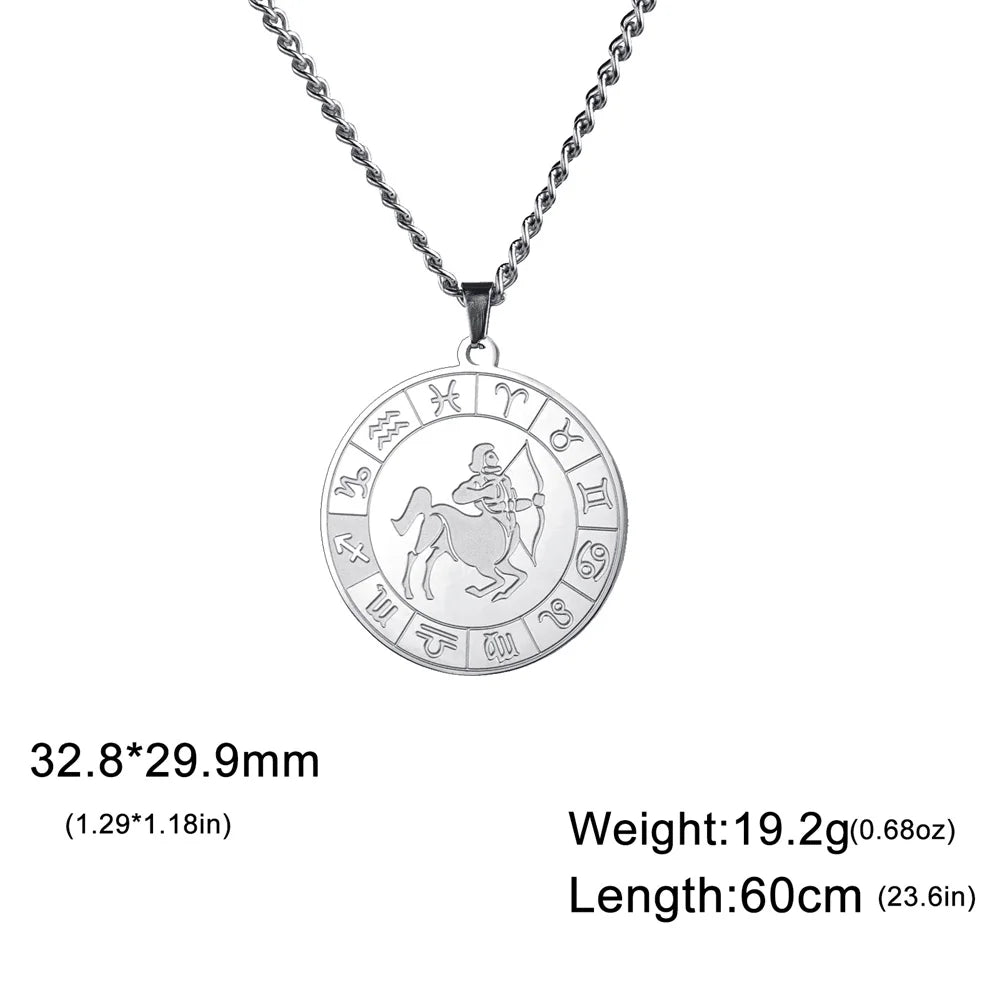My Shape 12 Constellation Necklace Gothic Zodiac Pendant Chain Women Men Leo Aries Virgo Capricorn Birthday Jewelry Wholesale
