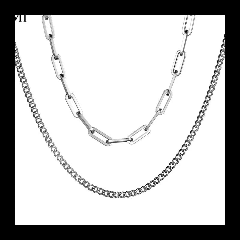 Double Layer Stacked Necklace — Stainless