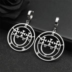 Baphomet Steel Earrings Sigeal Sigil Lucifer Dangle