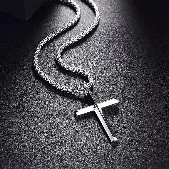 Collier Homme Spiritual Necklace - Male Minimalism Stainless Steel Jesus Cross Collar for Men Collar Hombre Jewelry Crosses