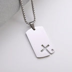 Vintage Christian Jesus Cross Stainless Steel Pendant Little Angel Prayer Necklace Men Women Faith Amulet Jewelry