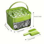 Compact Double Layer Ice Cube Tray with Lid and Bin, Pull-Out Ice Drawer with Portable Handle, Kitchen Accessories