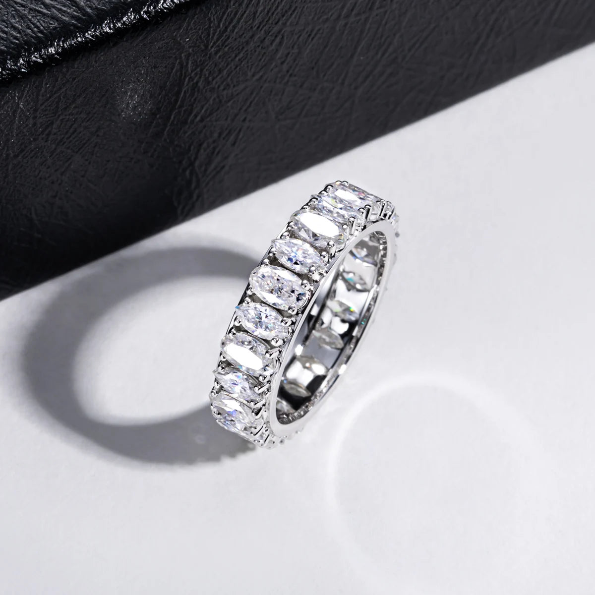 Iced Out Wedding Band Ring — 925 Silver