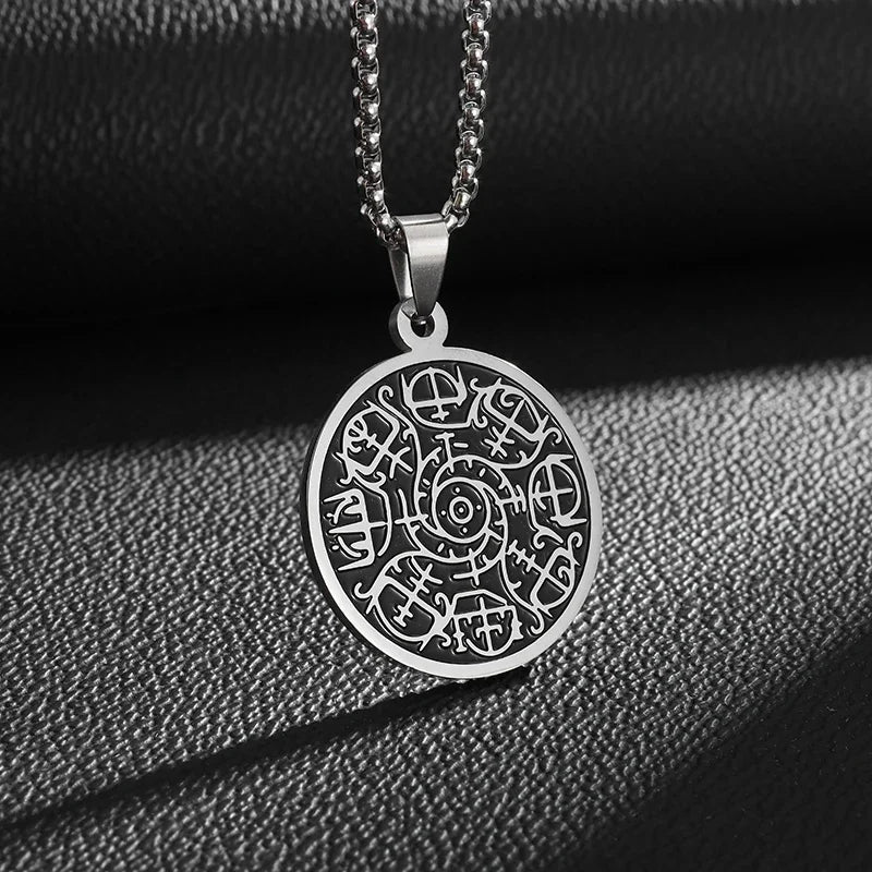 Witch Knot Necklace Celtic Knot Pendant Stainless Steel Amulet Triskelion Ankh Cross Pentagon Jewelry Birthday Gift for Women