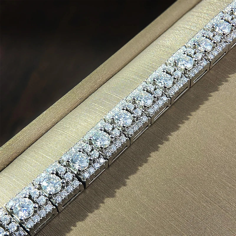 6mm Wide Cuban Link D Color VVS1 Moissanite Tennis Bracelet GRA Certified Pass Diamond Tester S925 Sterling Silver 18K