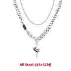 Hip Hop Zircon Cross Pendant Necklace For Man Woman Luxury Titanium Steel Non-Fading Clavicle Sweater Chain Couple Jewelry