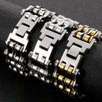 Stainless Steel Rock And Roll Rap Jewelry 24MM Width Motorcycle Chain Man Bracelet Hand Chain Accessories Wristband