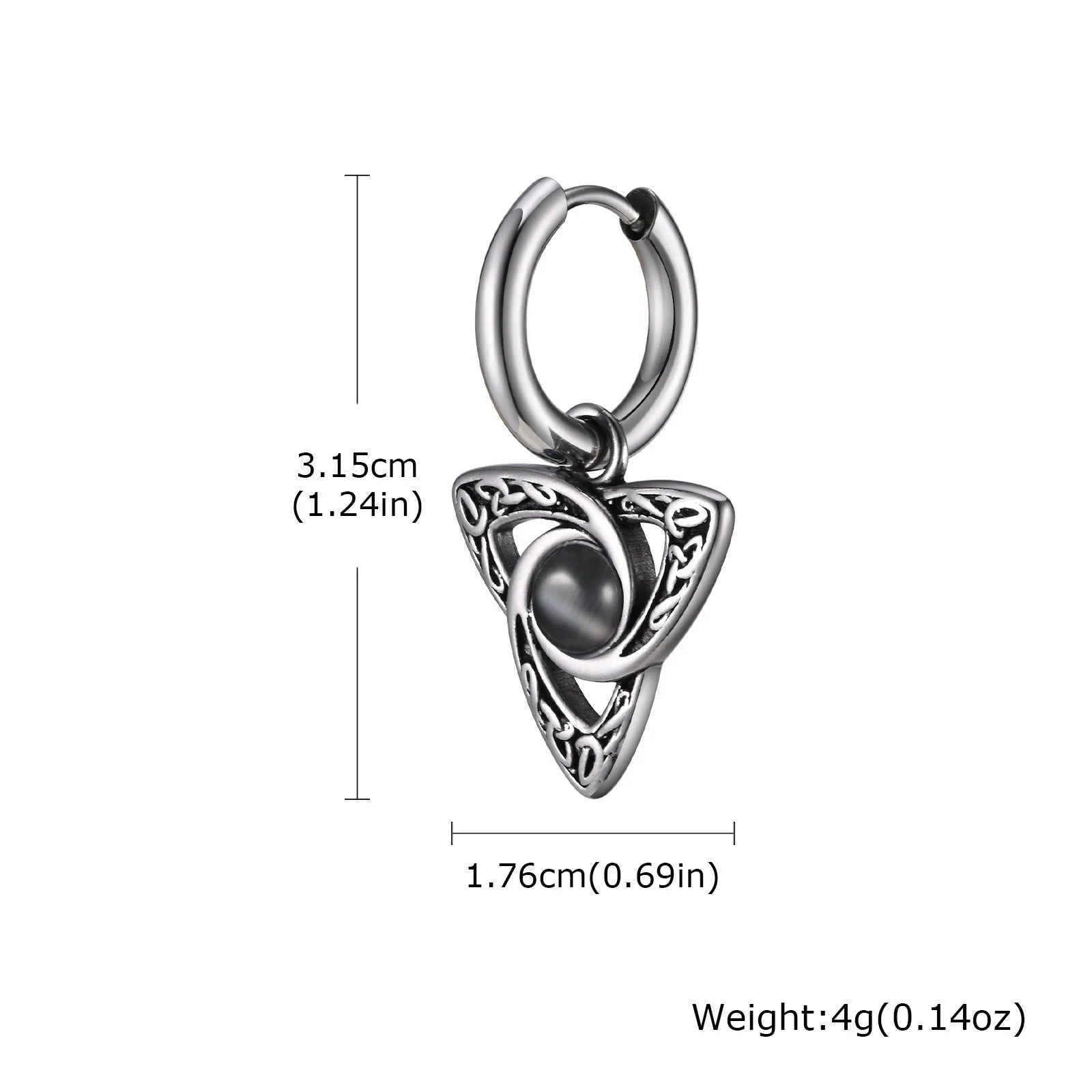 Viking Stone Triangle Huggie Hoop Earrings