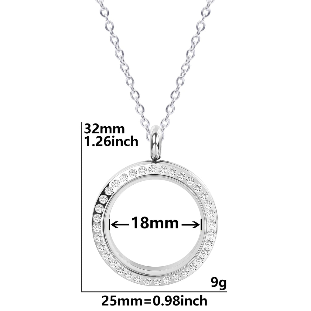 Round Pendant Necklace Locket Charm Stainless Steel Necklaces For Women Men Jewelry Chain Around Neck Necklace Decoration Gifts