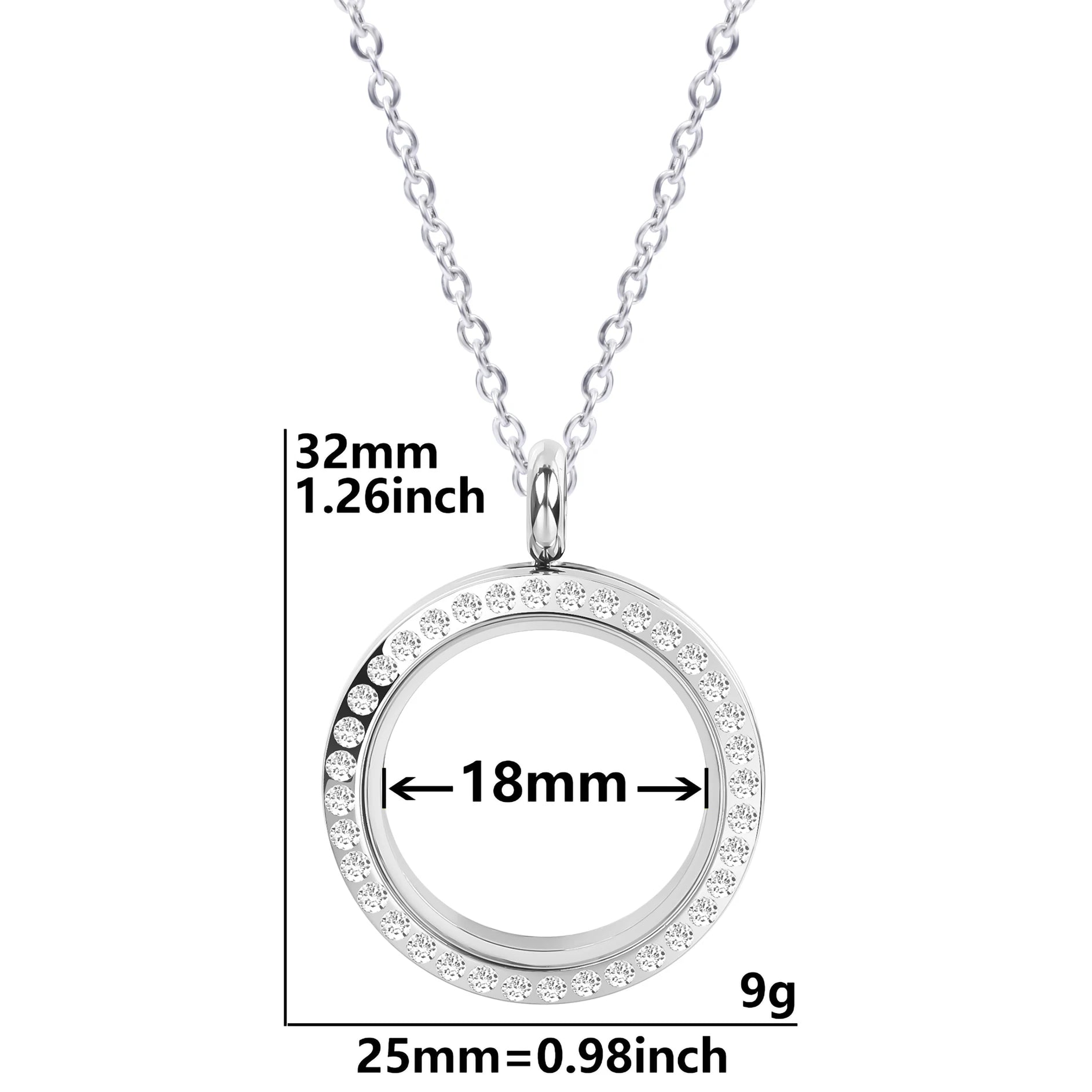 Round Pendant Necklace Locket Charm Stainless Steel Necklaces For Women Men Jewelry Chain Around Neck Necklace Decoration Gifts