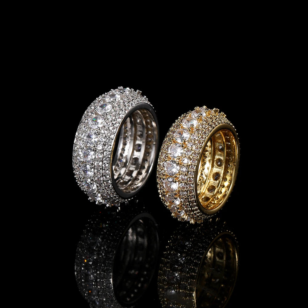 Cuban Ring Iced Out Stainless Steel 5-Row