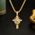 Luxury 24K 9999 Pure Gold real gold Cross Pendant Men's Point Drill Pendant Necklace