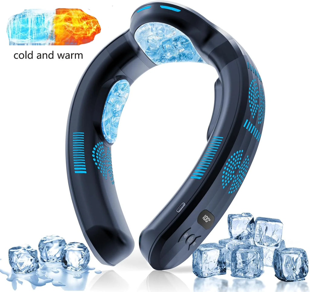 2026 New Upgrade Semiconductor Refrigeration Neck Fan Intelligent Digital Display Cold And Hot Dual-purpose Bladeless