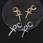 Iced Out Cross Lightning Stud Earrings