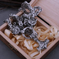 Viking Stainless Steel Wolf Head Thor's Hammer Necklace Men Punk Hip Hop Thick Chain Necklace Nordic Amulet Rune for