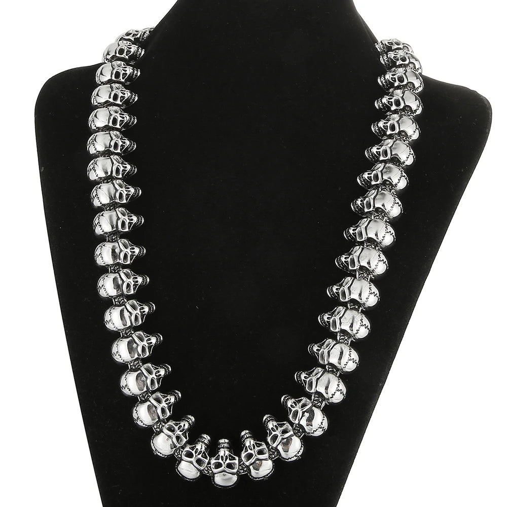 Punk Rock Skull Head Link Chain Necklace for Men Heavy Stainless Steel Men's Necklaces Choker Gothic Jewelry Items