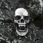 High Polish Gothic Vampire Skull Rings For Men Heavy Skull Stainless Steel Biker Ring Punk Motorcyclist Jewelry Gift