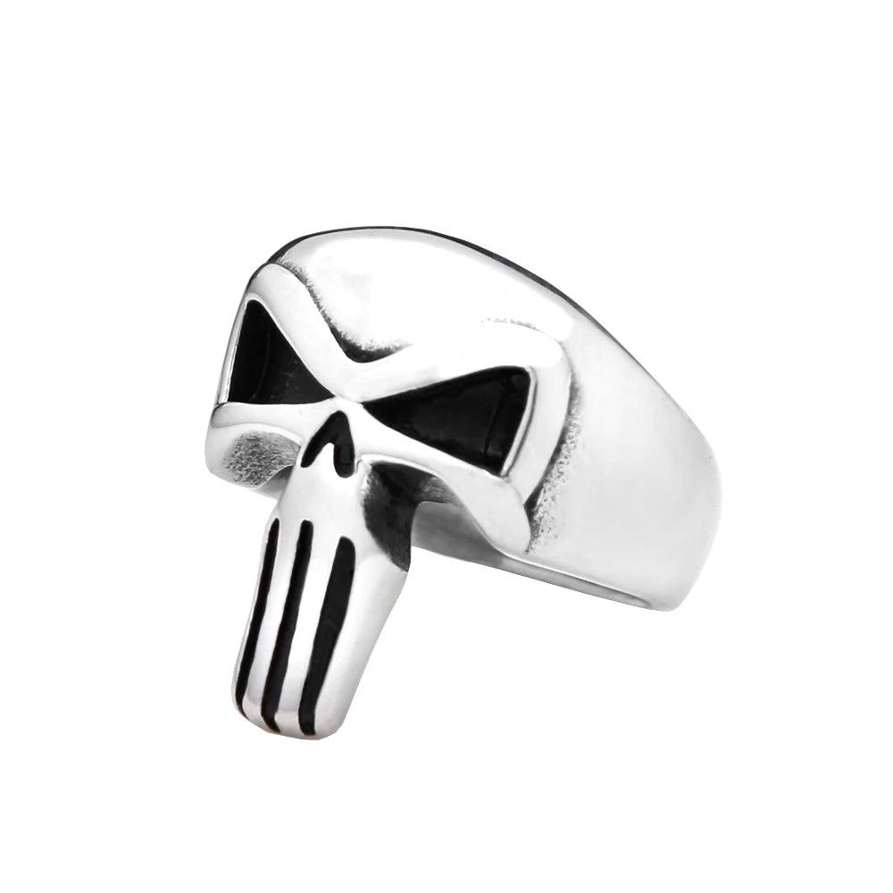 Fashion Punk Skull Rings Stainless Steel Simple Punisher Rings For Men Biker Unique Gothic Amulet Jewelry Gifts