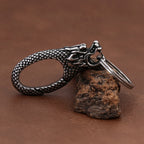 Viking Dragon Head Keychain — Stainless