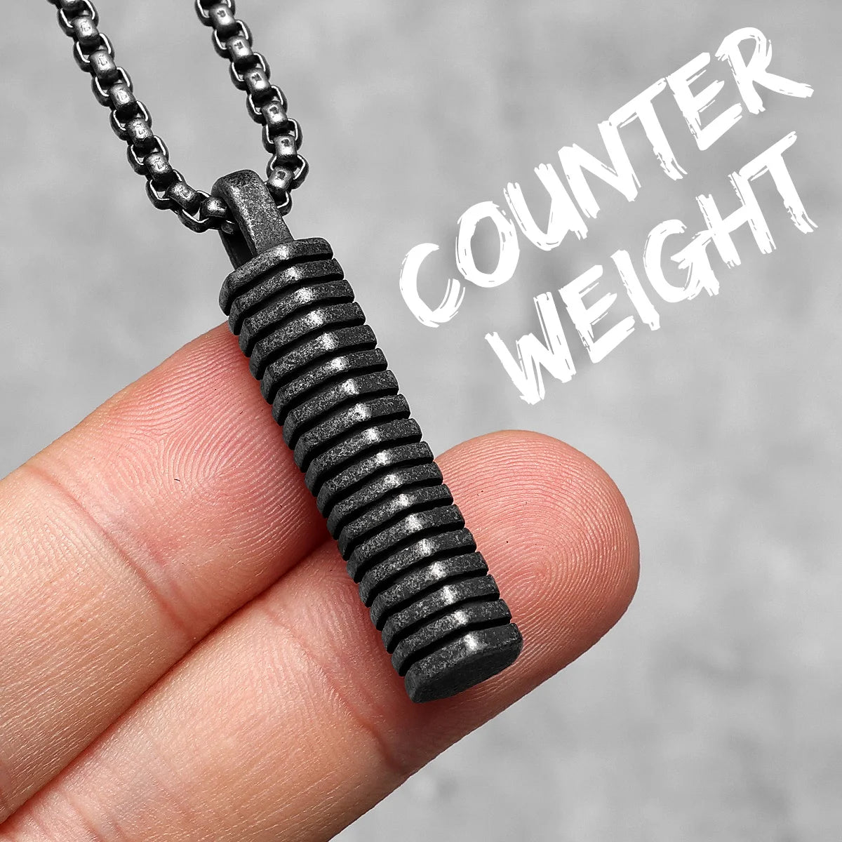 Go Fit Dumbbell Pendant Necklace — Stainless Steel