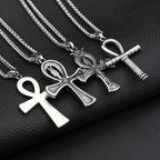 Vintage Stainless Steel Ancient Egyptian Ankh Cross Pendant Necklaces For Men Women Fashion Eye Of Horus Amulet Jewelry