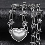 Heart Pendant Necklace Set — Stainless Steel