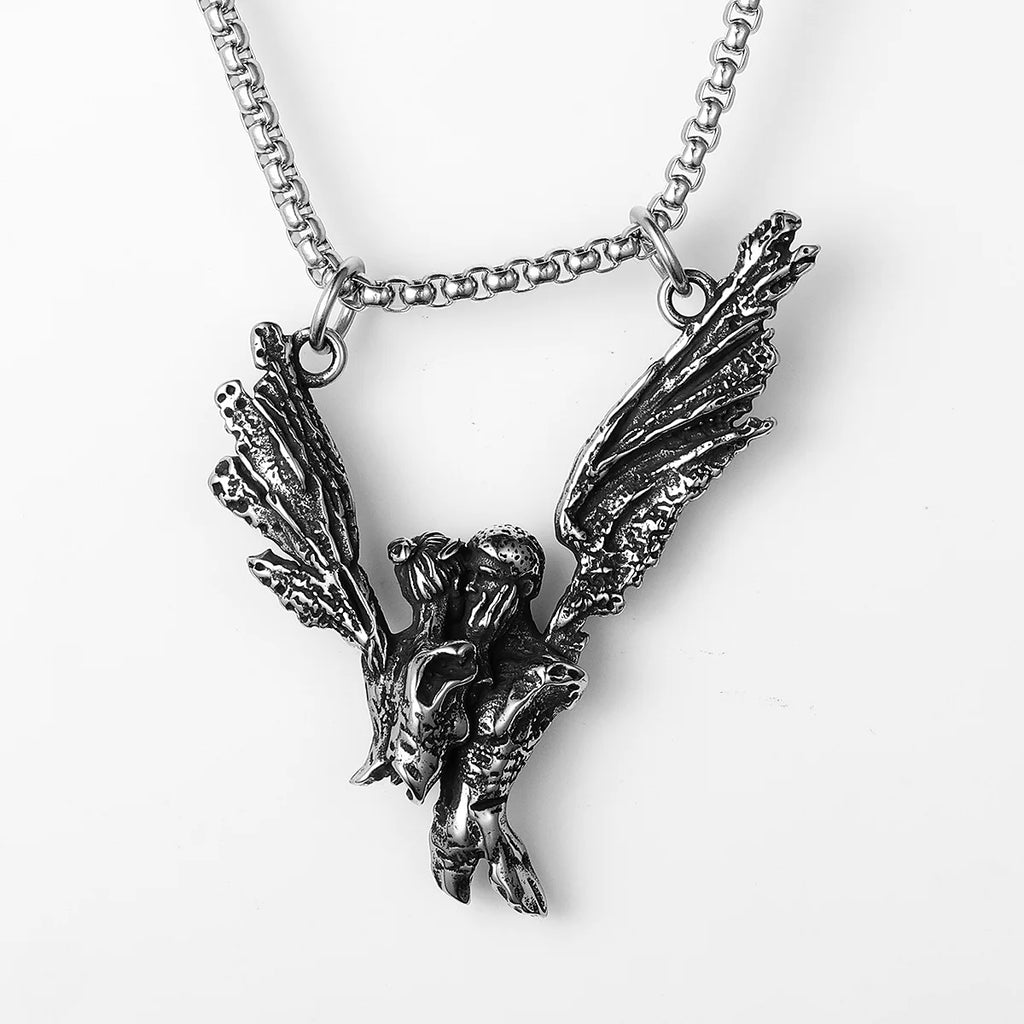 Angel Kiss Pendant Necklace — Stainless Steel