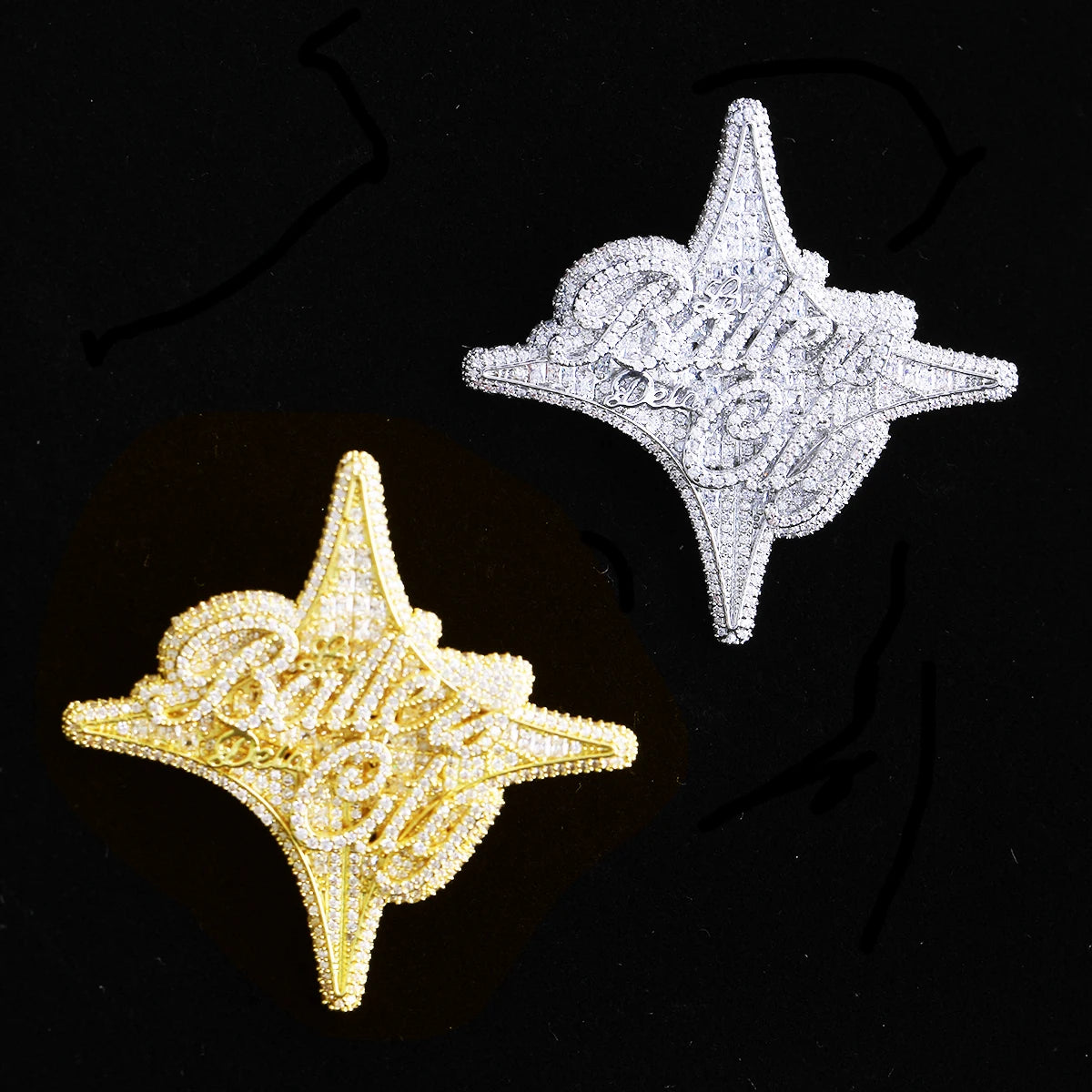Aokaishen Iced Out Los Ballers La City Necklace Pendant for Men Real Gold Plated Cubic Zirconia Hip Hop Jewelry