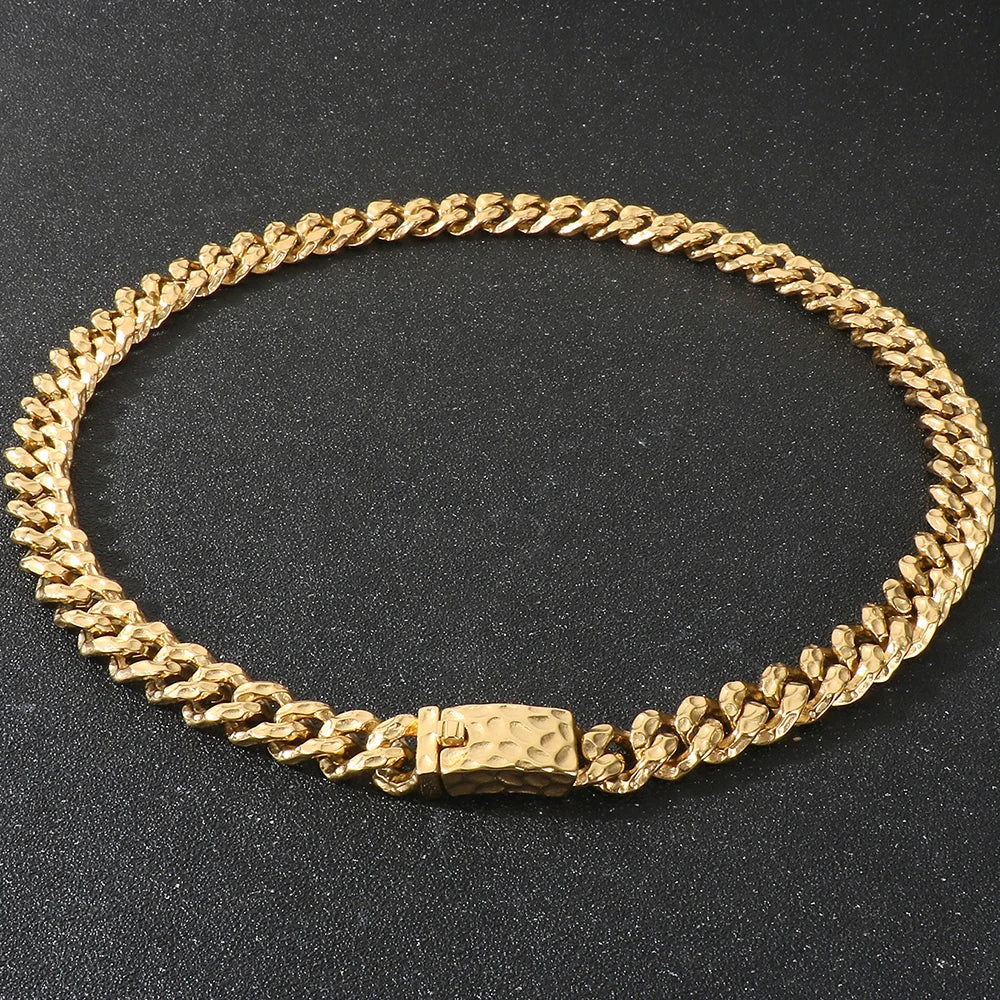 60CM Long 13MM Wide Choker Necklace Man Men's Solid Stainless Steel Curb Cuban Link Chain Necklaces for Men Male