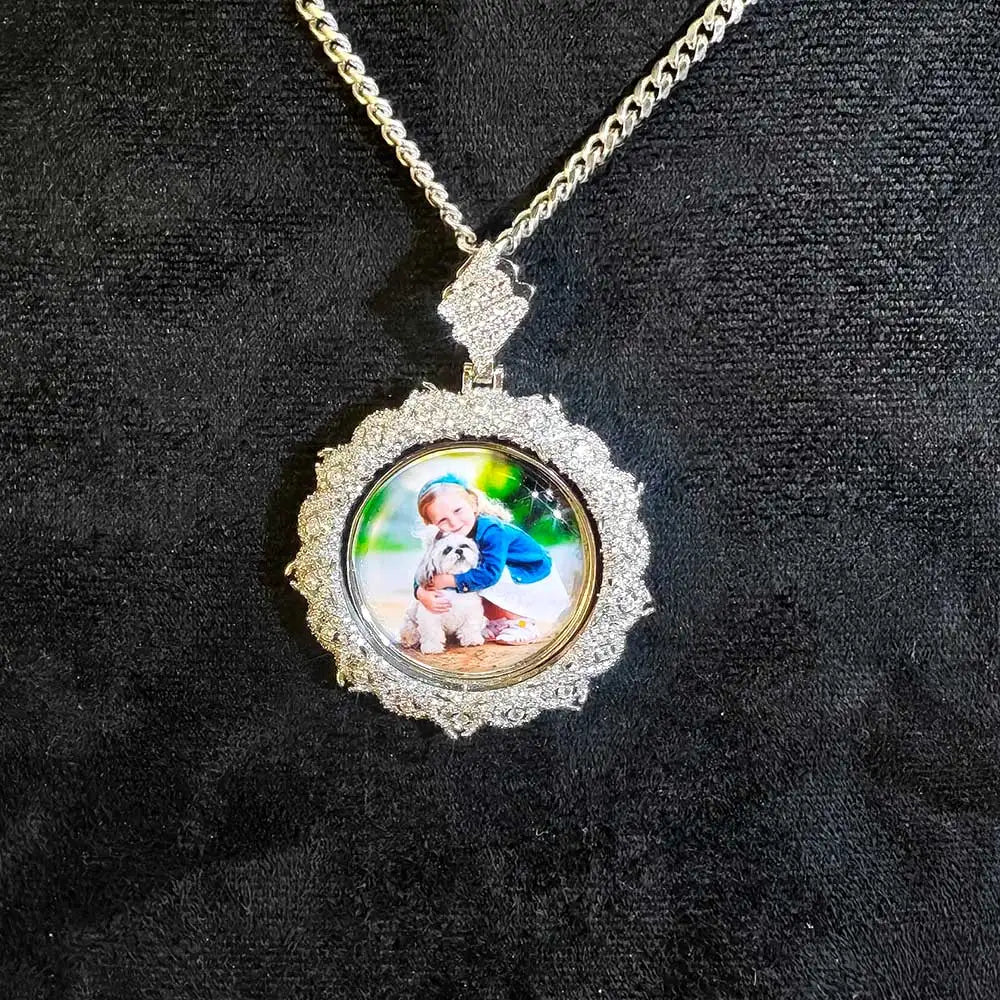 Statement Photo Pendant Necklace Rotating