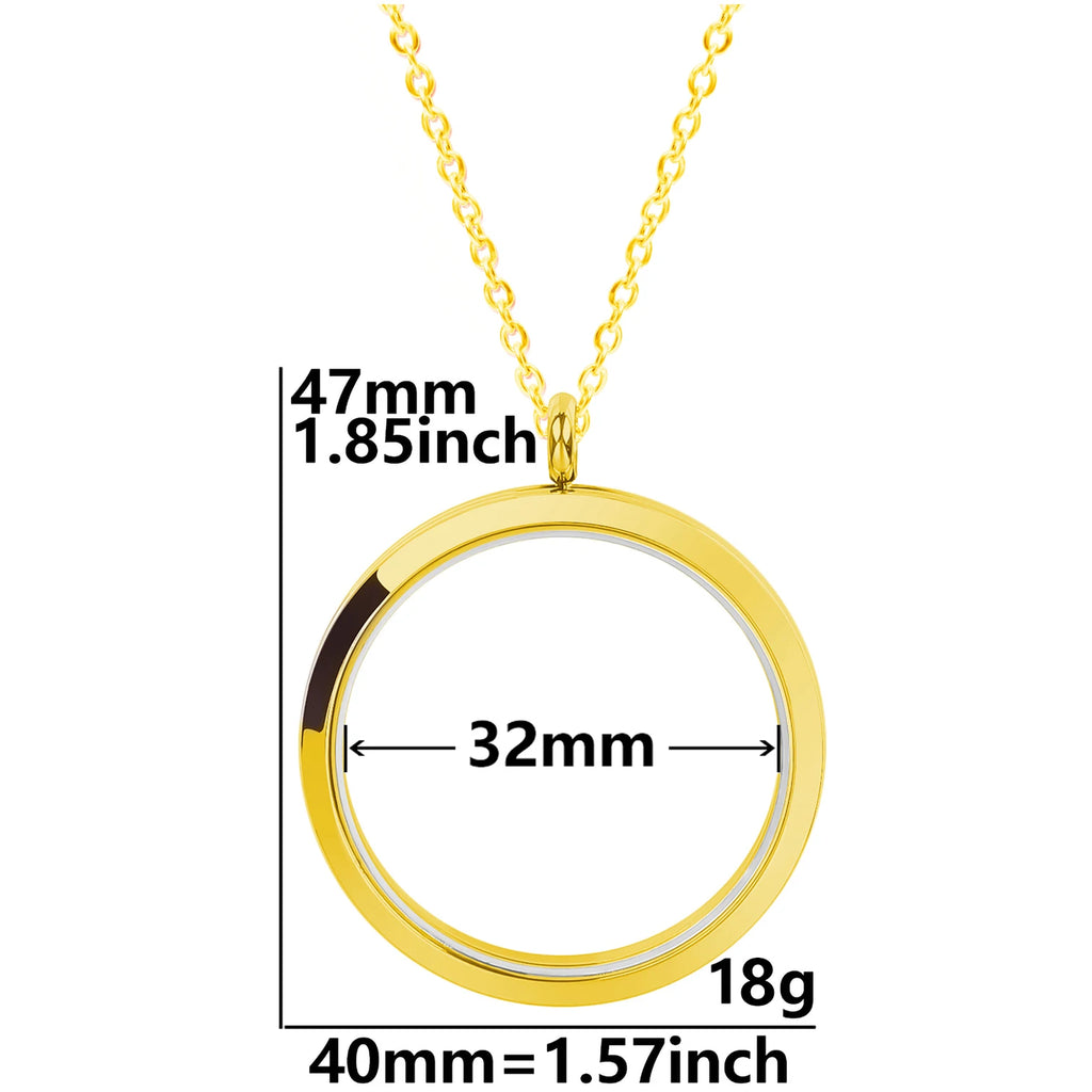 Round Pendant Necklace Locket Charm Stainless Steel Necklaces For Women Men Jewelry Chain Around Neck Necklace Decoration Gifts