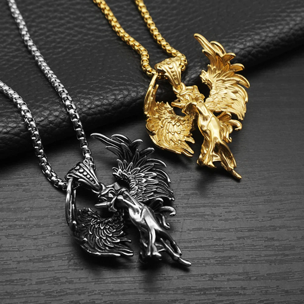 Fallen Angel Satan Stainless Steel Pendant Necklace