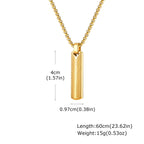 Sunburst Long Bar Pendant Necklace — Stainless Steel