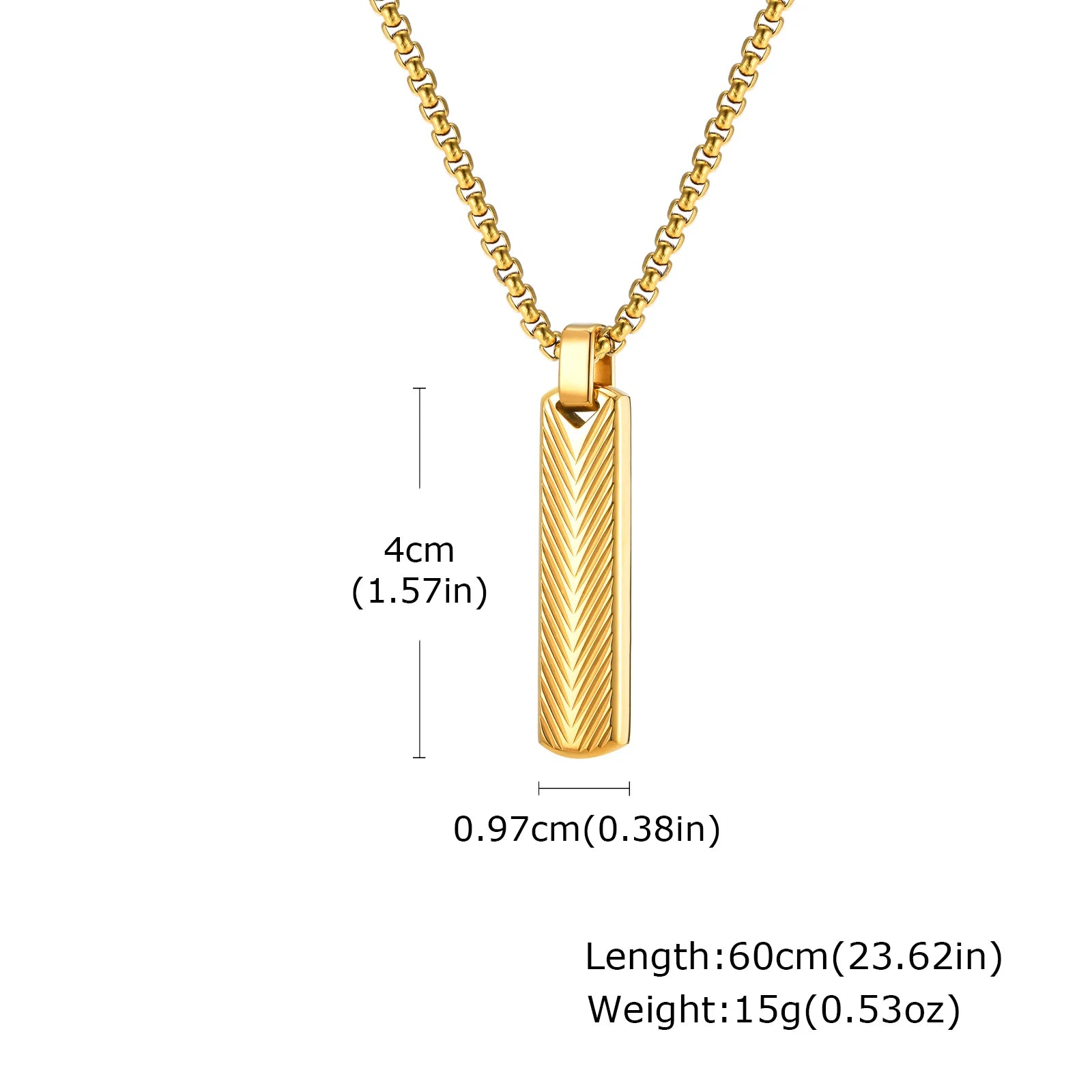 Sunburst Long Bar Pendant Necklace — Stainless Steel