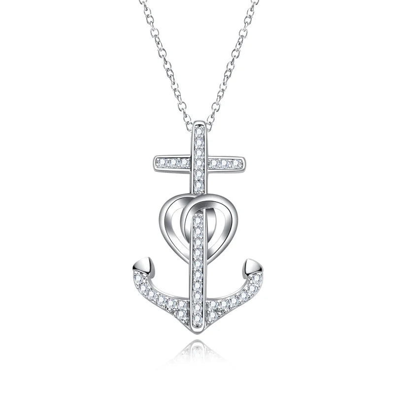 Iced Out Anchor Pendant — 925 Silver