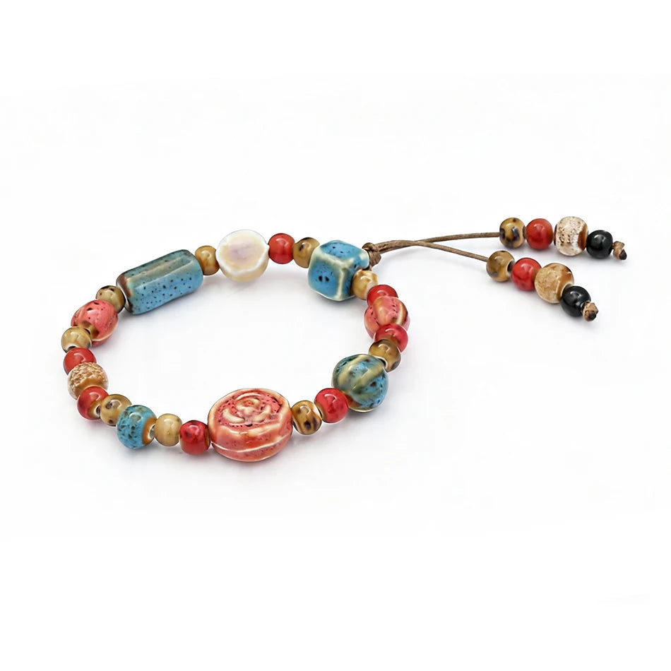 Rope Ceramic Bead Bracelet — Stainless Steel