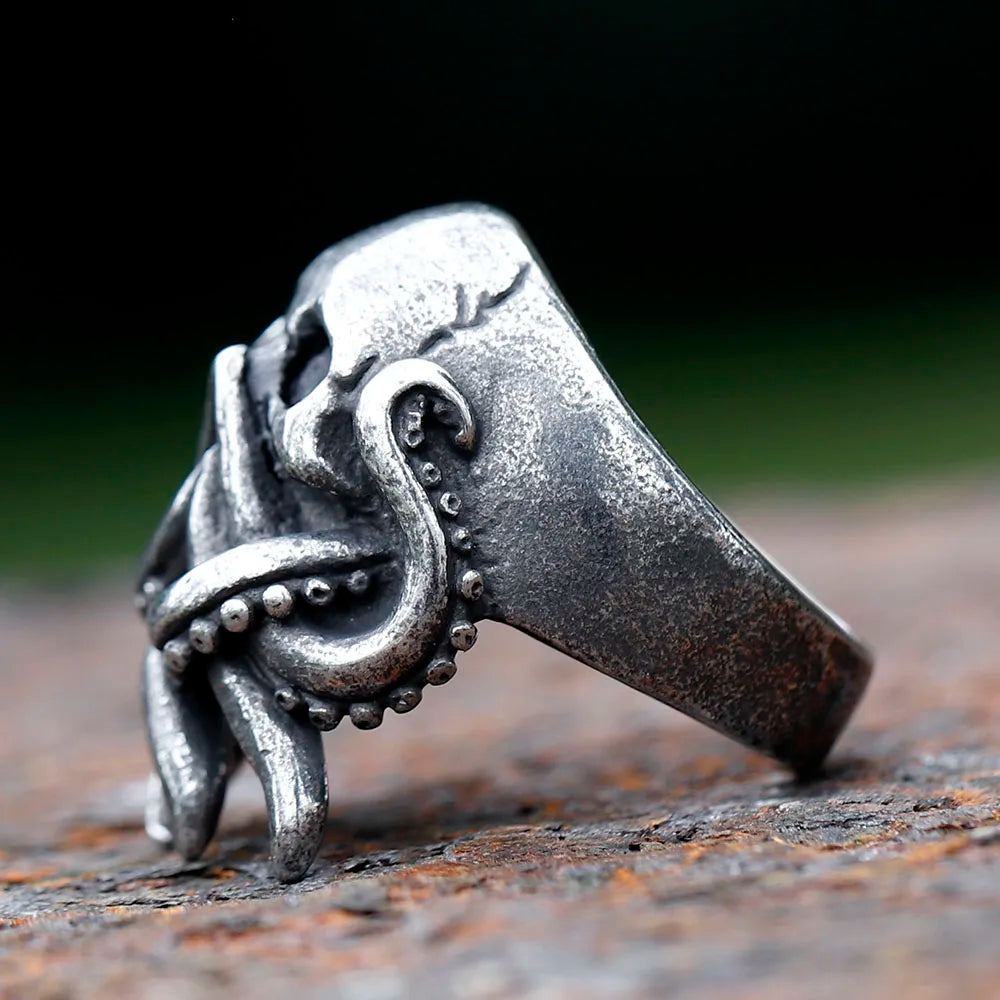 2024 New Goth Octopus Skull Ring Punk 316L Stainless Steel Seaman Rings Men Biker Jewelry Gift for Sailor