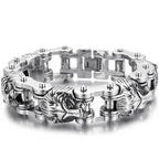 Gothic Skull Lion Head Charm Bracelet for Man 13/18MM Stainless Steel Hand Chain Mens Motorcycle Bike Chain Bracelets