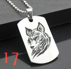 Wolf Dog Tag Pendant Necklace — Stainless Steel