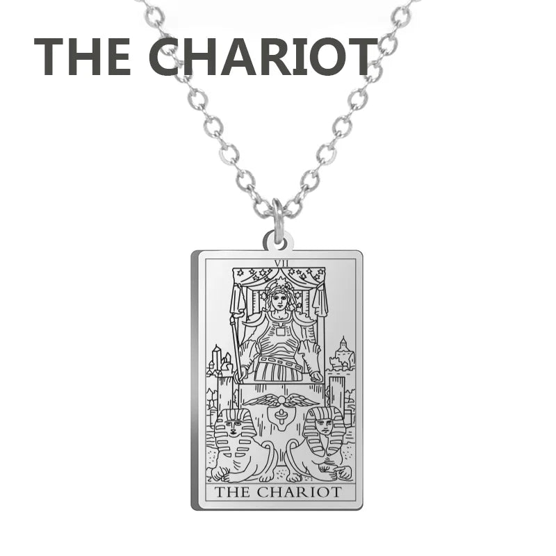 LIKGREAT Tarot Card Necklace Major Arcana Tarots Stainless Steel Necklaces Divination Jewelry Birthday Gift for Women