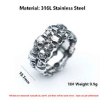NEW Men's 316L stainless steel rings Unique Skull ring Vintage Aegishjalmur PUNK Jewelry Gifts free shipping
