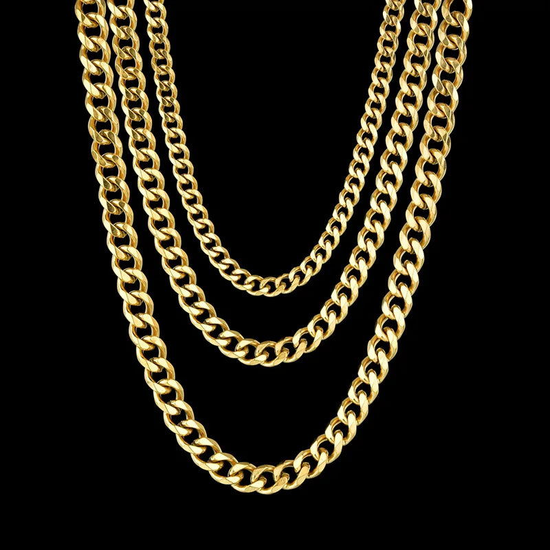 Cuban Link Chain Necklace 3.5-7mm — Gold