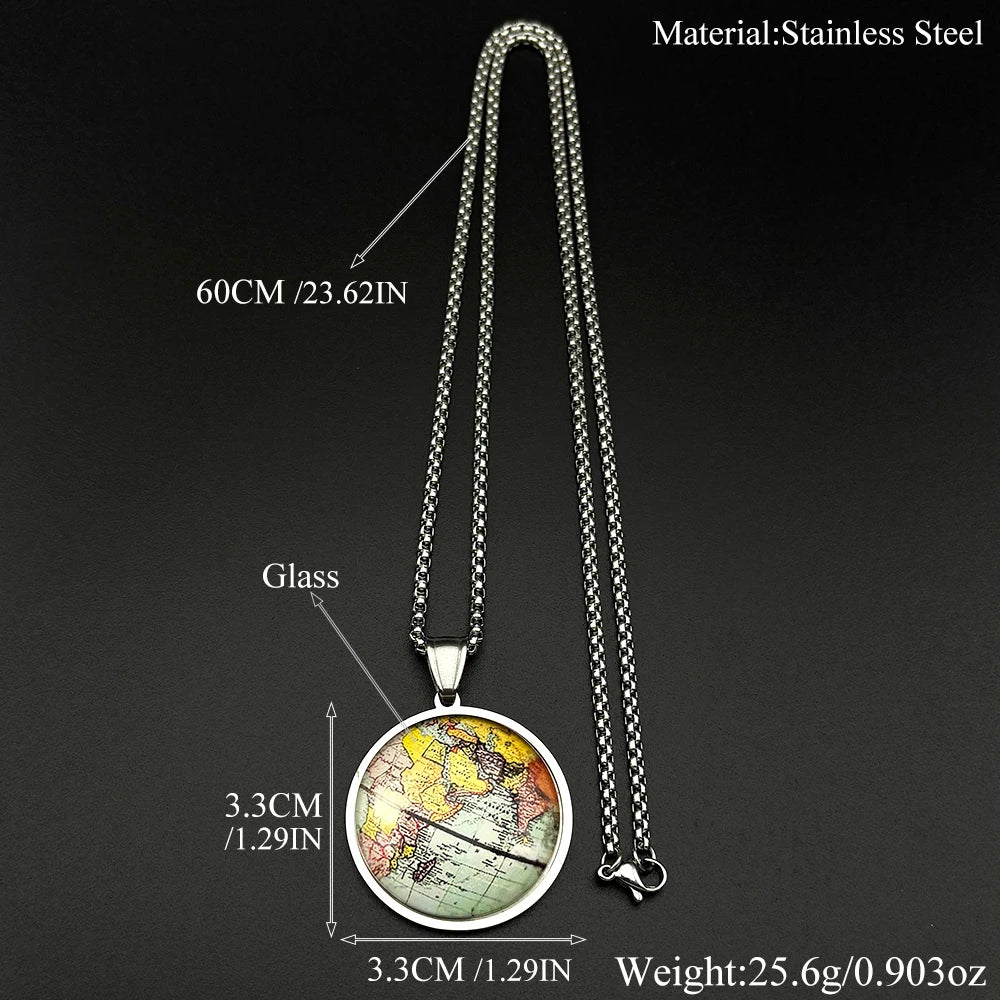 World Map Gold Pendant Necklace