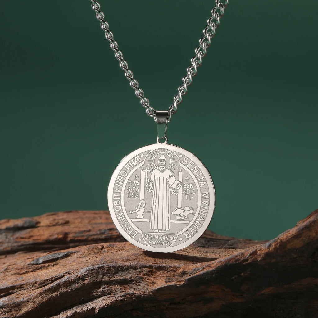 Saint Benedict Pendant Necklace — Stainless Steel