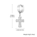 Cross Huggie Hoop Earrings — Stainless Steel
