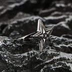 Large Five-Pointed Star Ring — Stainless Steel