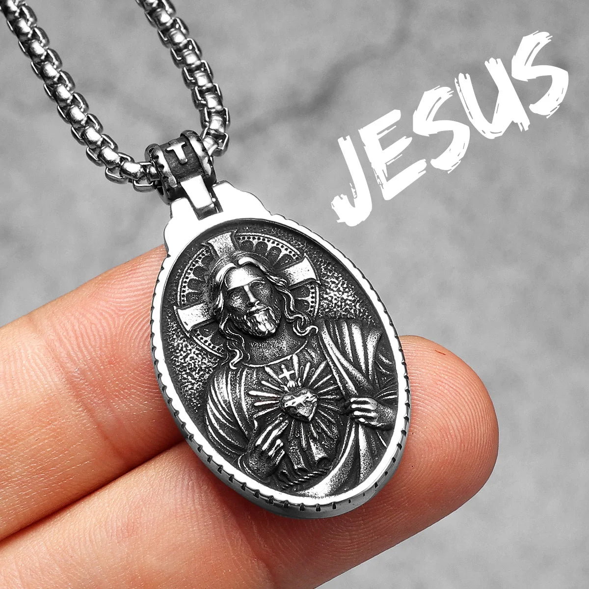 Jesus Cross Pendant Necklace — Stainless Steel