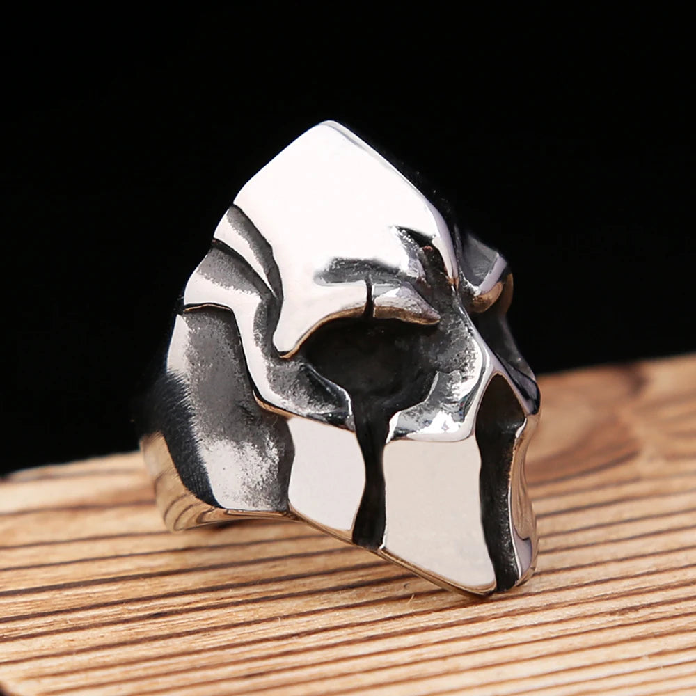 Spartan Helmet Steel Ring Vintage High Polished
