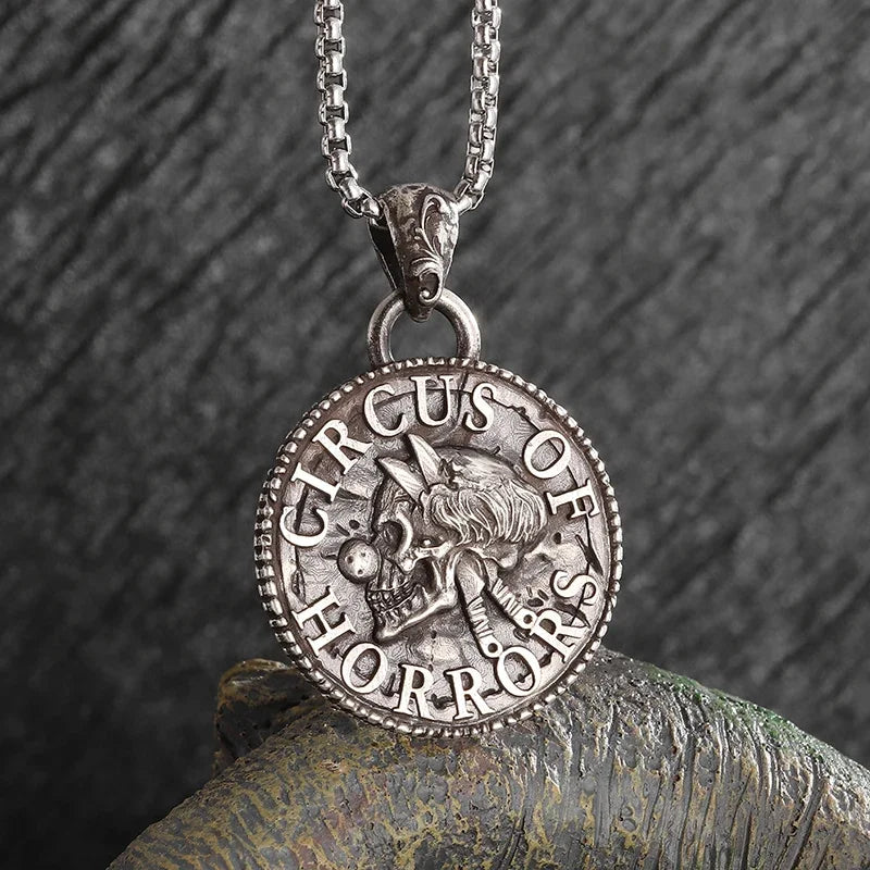Sun Hugging Moon Round Pendant — Stainless Steel